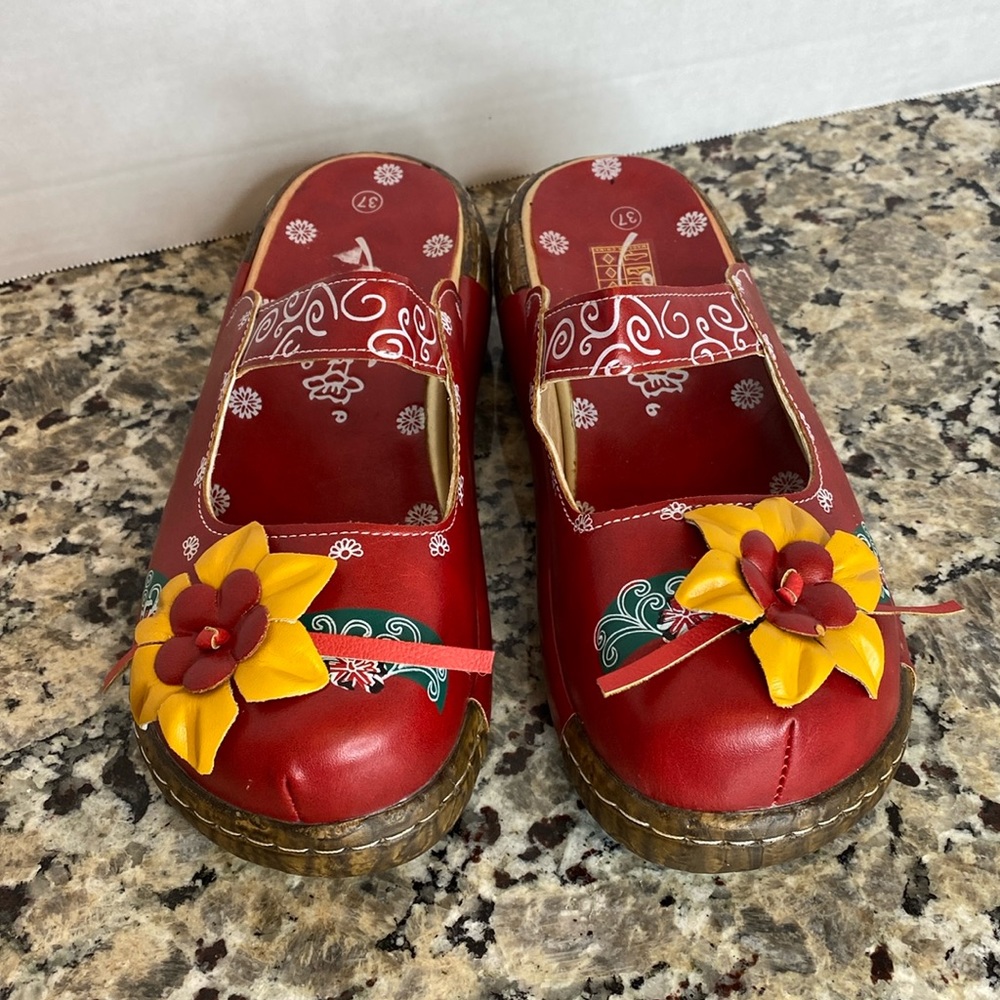 EMERY ROSE Women Flower Decor Floral Pattern Shoes Vacation Clog Wedges 37 EU